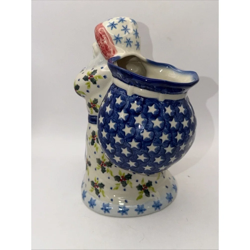 Polish Pottery Kalich SANTA CLAUS WITH BAG  Boleslawiec Artisan Table 157/200